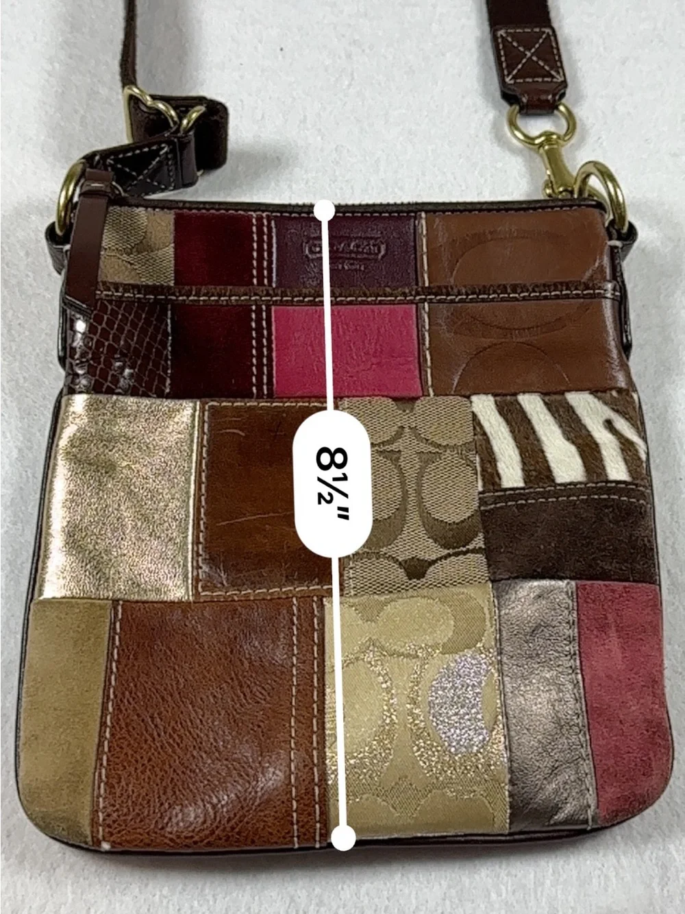 Coach Patchwork Crossbody Bag Leather Suede  Signature Style Y2K Purse